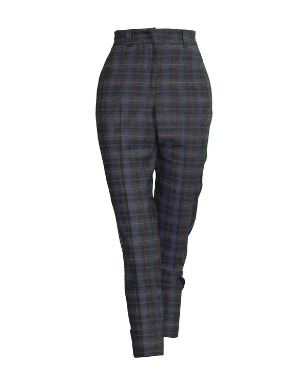 Peserico - Blue Plaid Wool Pants