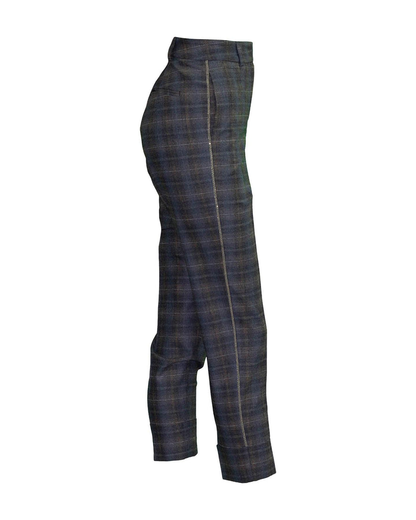 Peserico - Blue Plaid Wool Pants