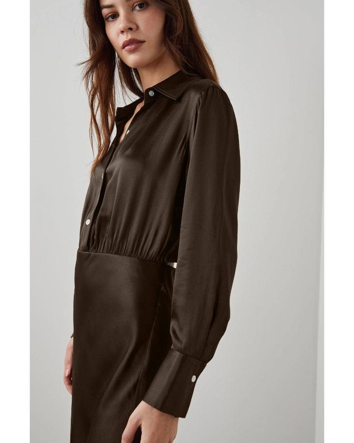Rails - Kathleen Long Sleeve Satin Shirtdress