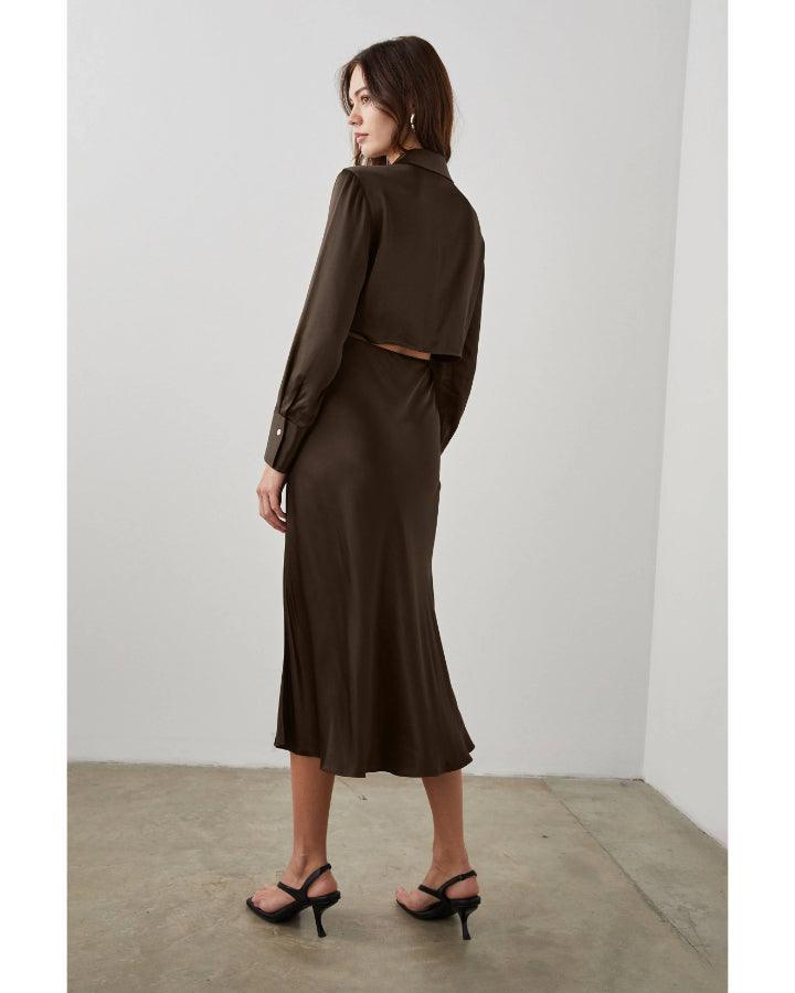 Rails - Kathleen Long Sleeve Satin Shirtdress