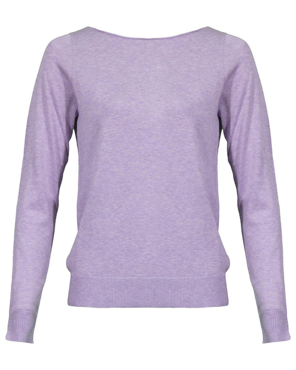 Repeat - Cotton Blend Boatneck Pullover Lilac