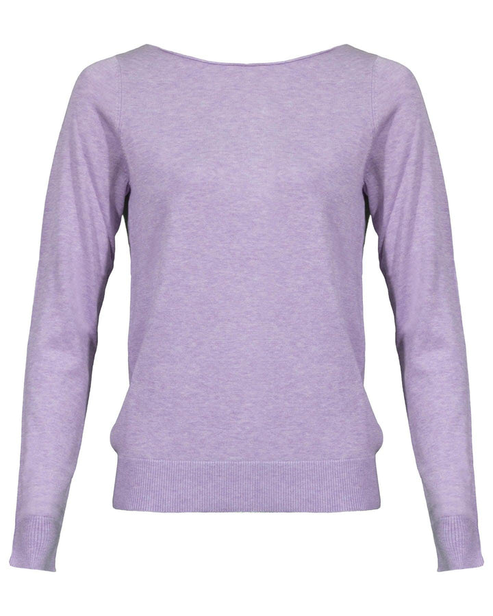 Repeat - Cotton Blend Boatneck Pullover Lilac