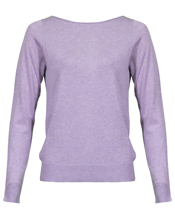 Repeat - Cotton Blend Boatneck Pullover Lilac