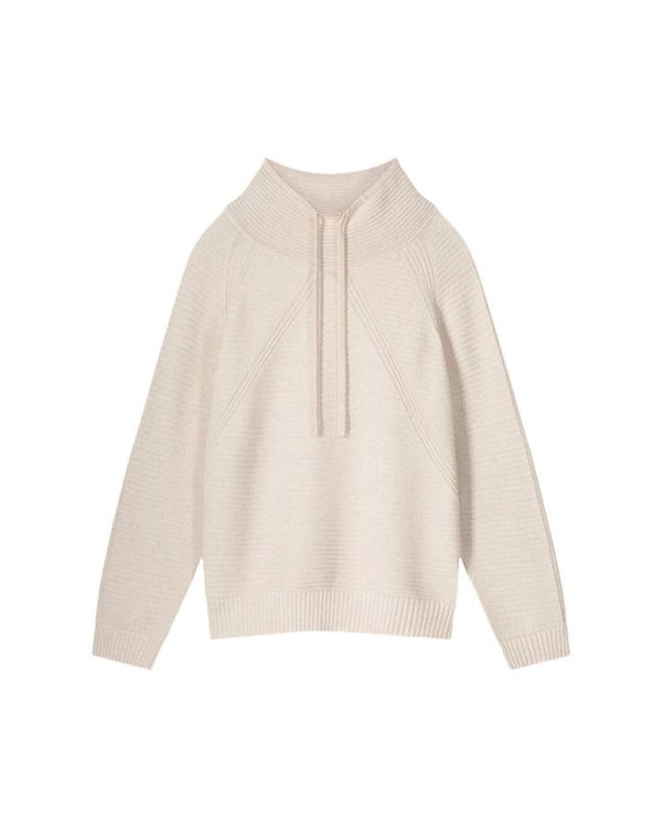 Repeat - Cotton Rib Knit Sweater With Drawstring