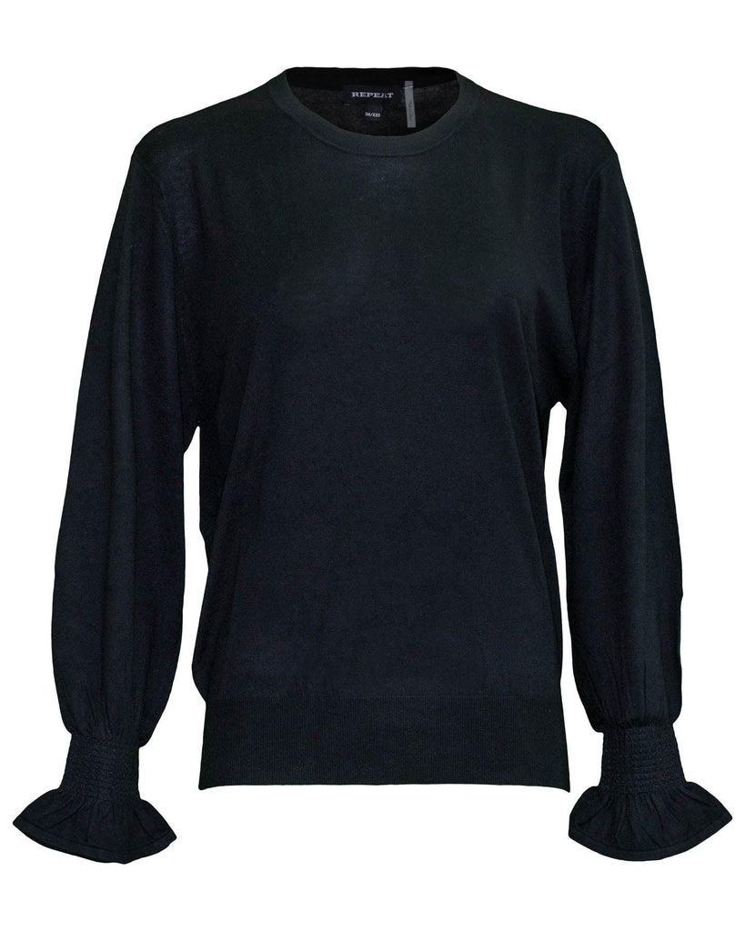Repeat - Crewneck Bamboo Cashmere Blend Bell Sleeve Sweater