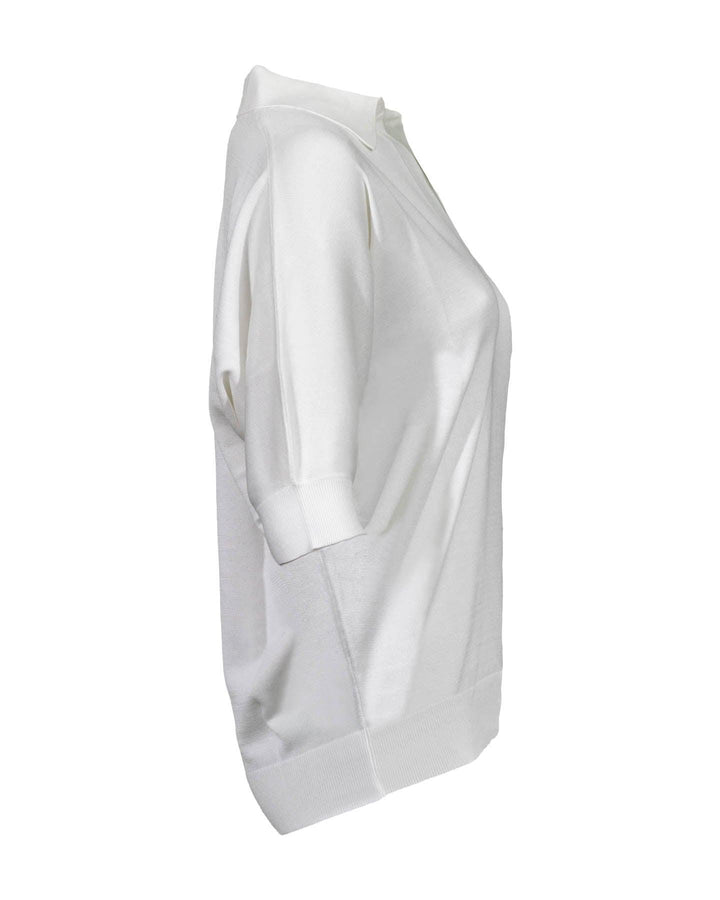 Repeat - Polo Knit Top White