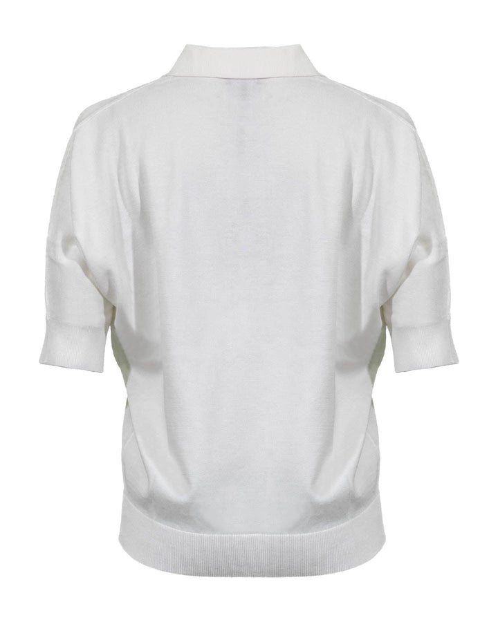 Repeat - Polo Knit Top White