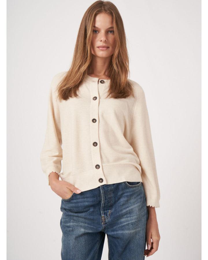 Repeat - Scalloped Sleeve Hem Cardigan