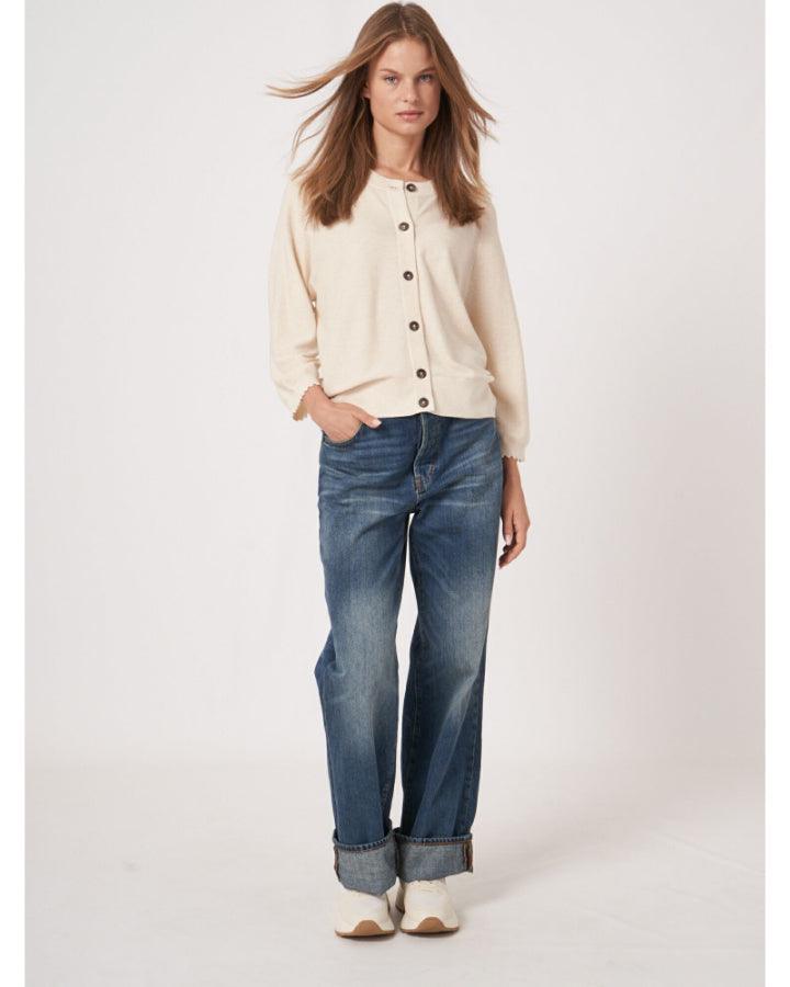 Repeat - Scalloped Sleeve Hem Cardigan