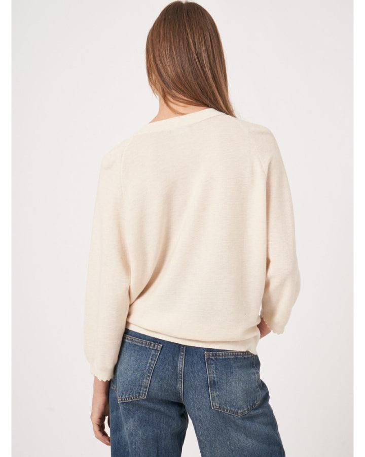 Repeat - Scalloped Sleeve Hem Cardigan