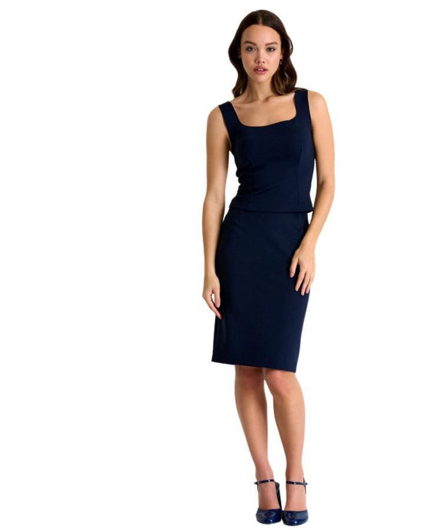 Shan - Sofia 3D Pencil Skirt Navy