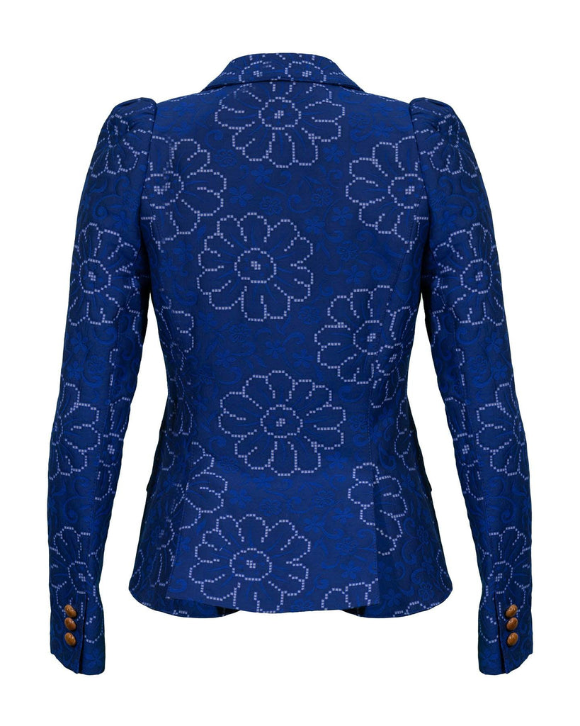 Smythe - Floral Pouf Sleeve One Button Blazer