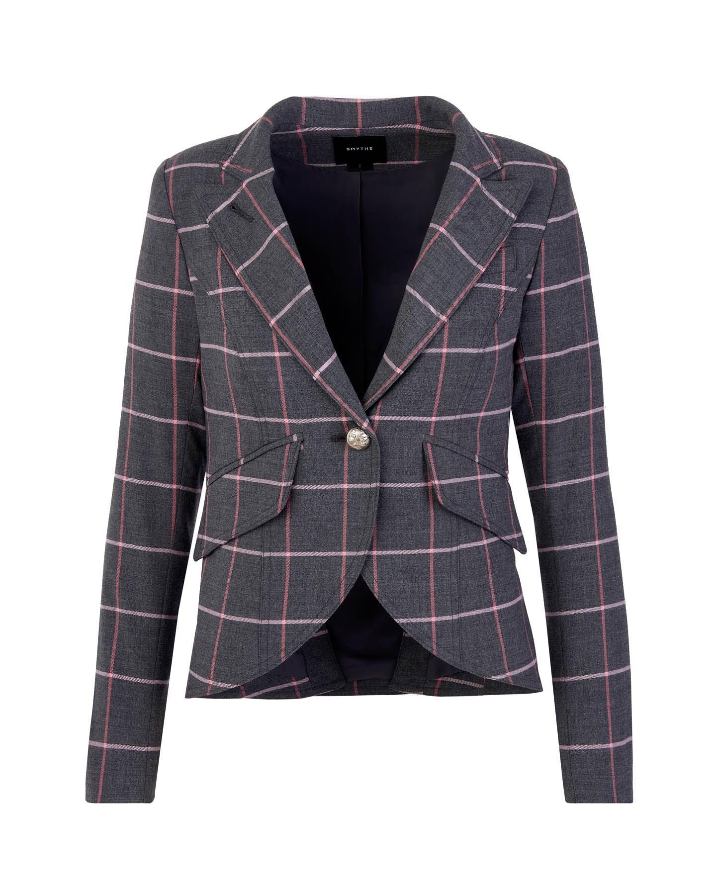 One Button Window Pane Stripe Blazer – BLU'S