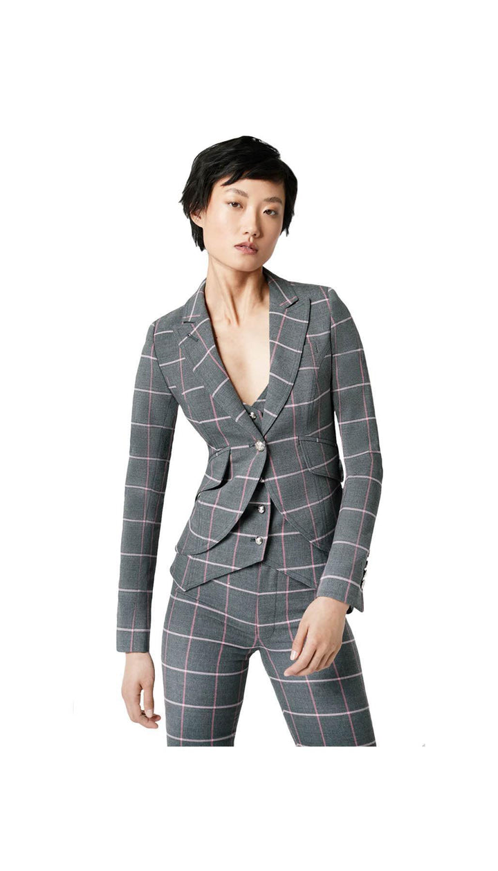 Smythe - One Button Window Pane Stripe Blazer