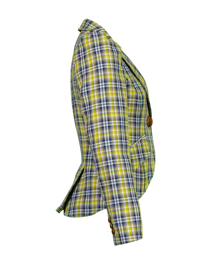 Smythe - Pouf Sleeve Lime Plaid Blazer