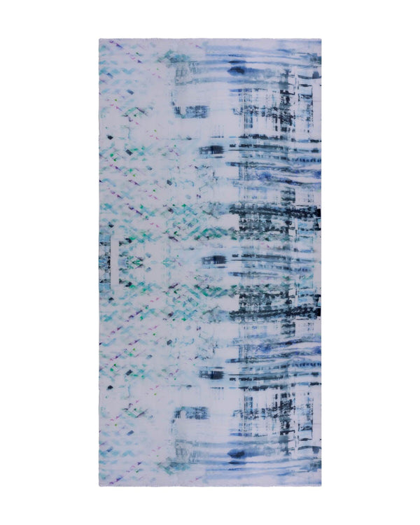 Tilo - White Blue Print Scarf