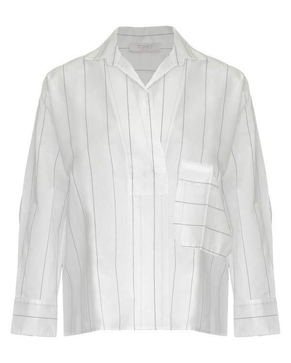 Tonet - Oversized Pinstripe Pull On Shirt