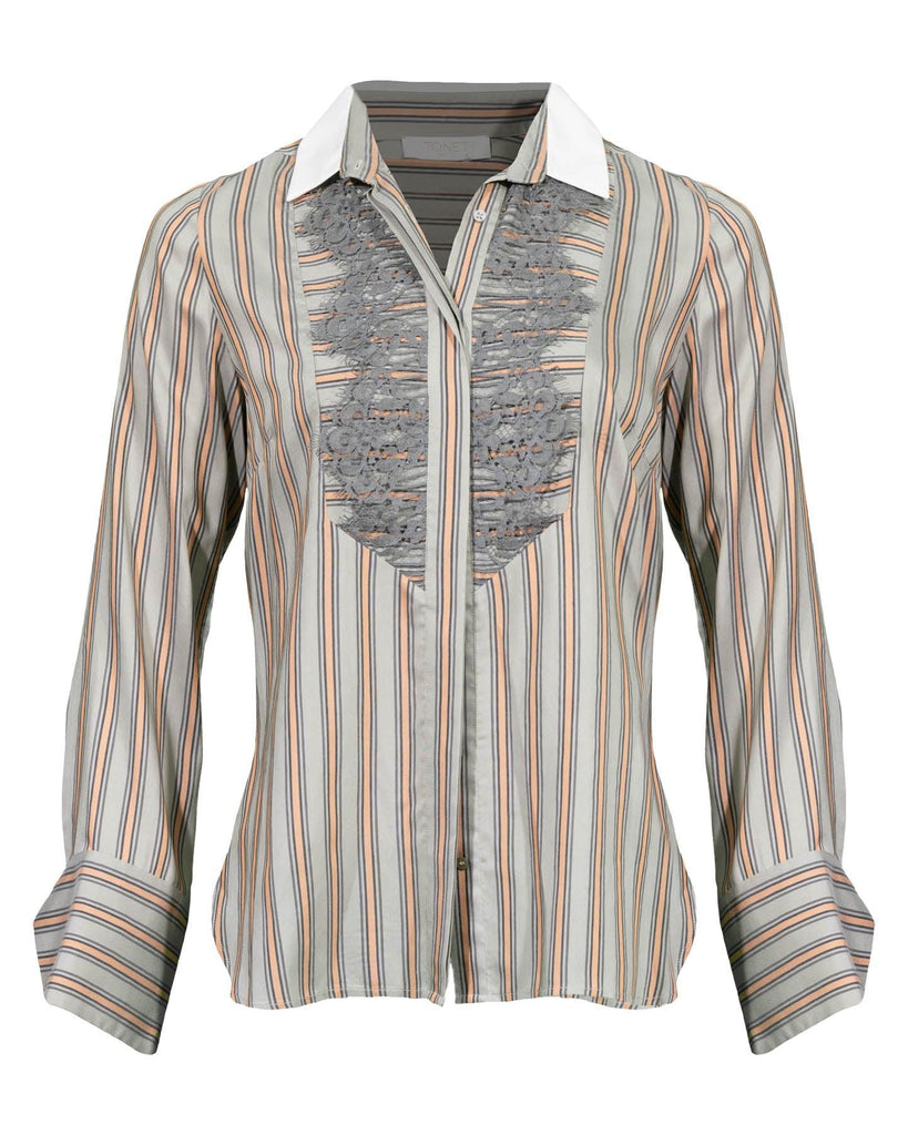 Tonet - Striped Lace Detail Shirt
