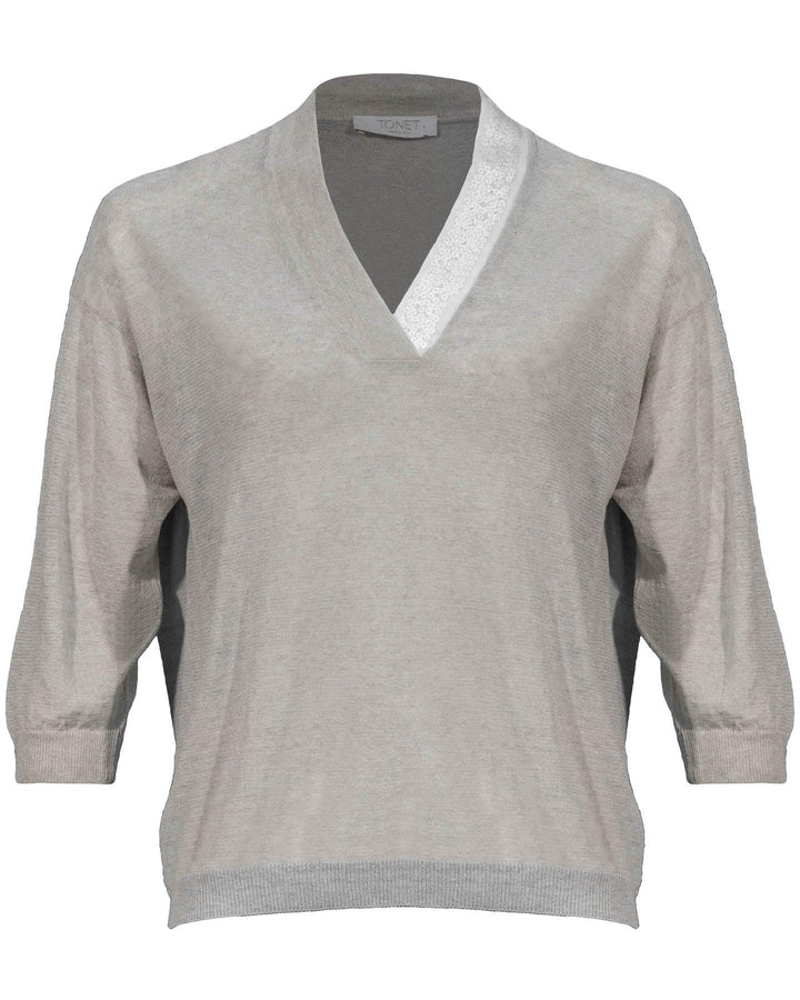Tonet - V-Neck Linen Knit Pullover