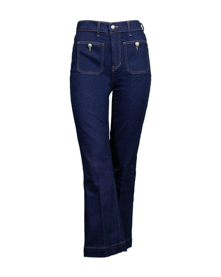 Veronica Beard - Carson Button Patch Pocket Ankle Flare Jeans