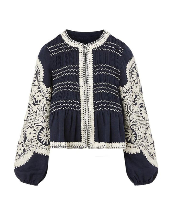 Veronica Beard - Dorian Embroidered Linen Jacket