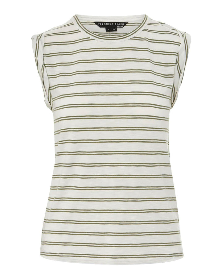 Veronica Beard - Dree Striped Muscle Tee White Sage