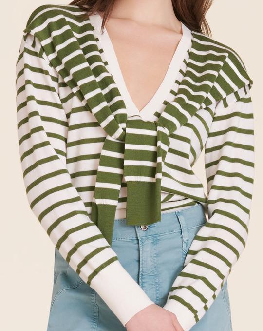 Veronica Beard - Leni Striped Tie Sweater