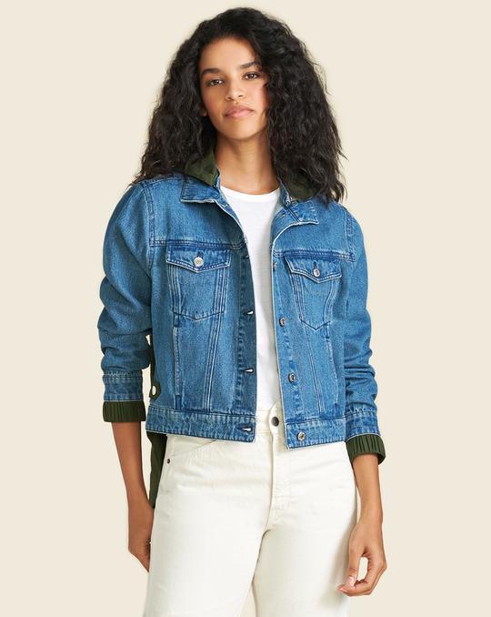 Veronica Beard - Shani Mixed Media Denim Jacket